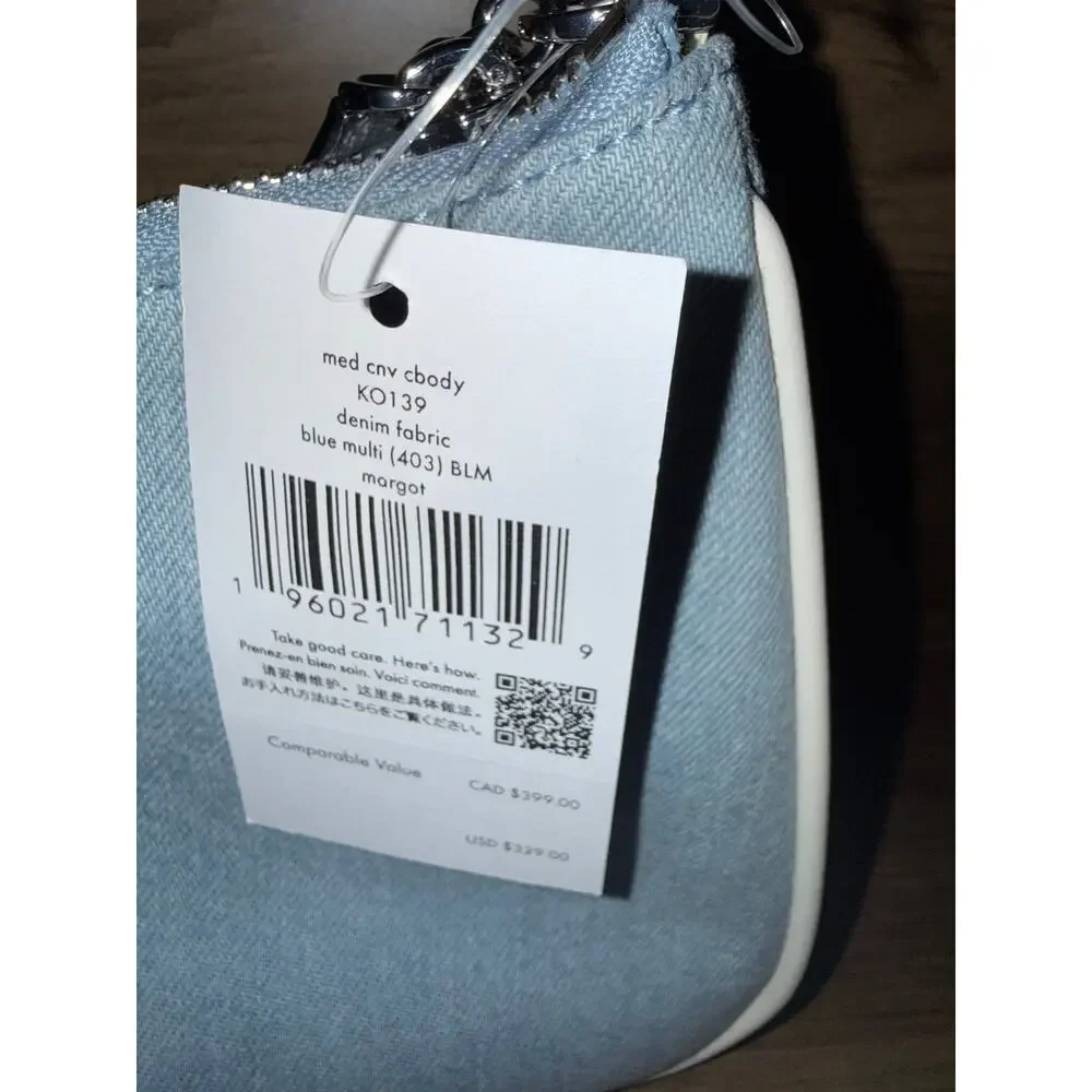 NWT Kate Spade Margot Denim Crossbody Bag Blue Canvas Convertible Chain Shoulder
